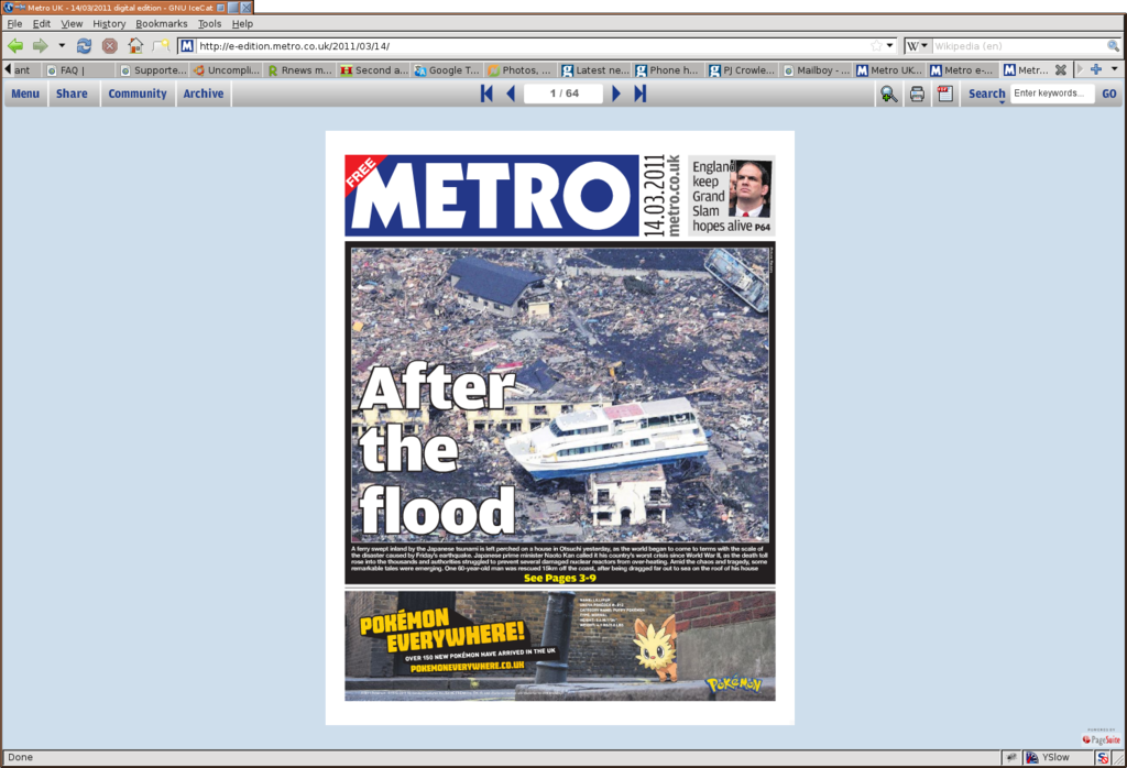 Metro cover page - 14/03/2011
