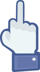 Logoc Facebook faisant un doigt d'honneur