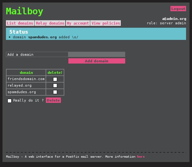 Mailboy - relay domains