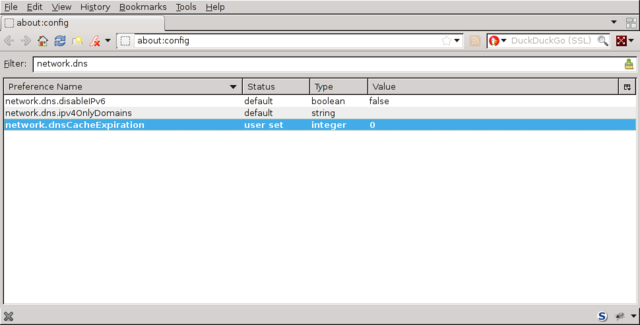 Firefox - Disable DNS cache